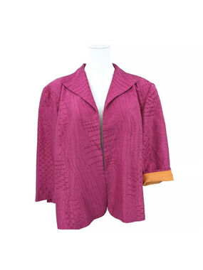 Cold water creek Loft Pink Open Front Cropped Blazer Jacket Pockets Long Sleeve